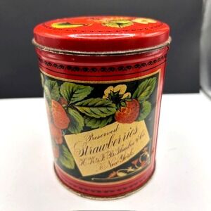 Vintage Bristol Ware HK & FB Thurber & Company Collectible Tin Strawberries